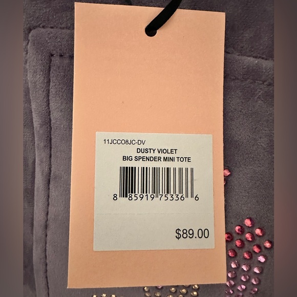 Juicy Couture Velour Big Spender Mini Tote w/ two Crossbody Straps! -Purple - Picture 6 of 7